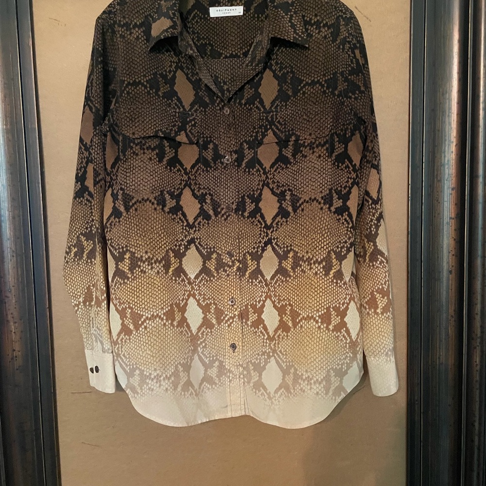 Equipment Femme Silk Brown Patterned Blouse